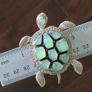 Nicky Butler 925 Sterling Silver Turtle Brooch Aqua Chalcedony Designer NB 🐢